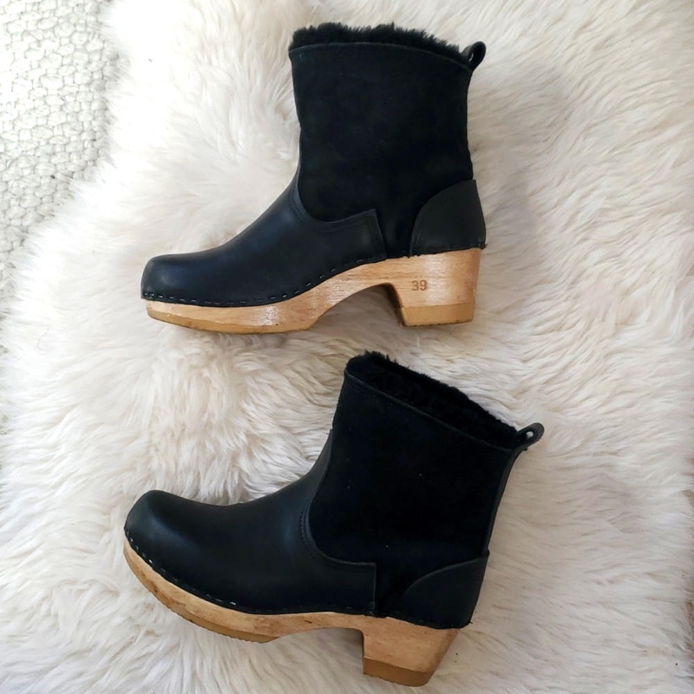 No. 6 Store 5" Pull-On Clog Boot on Mid-Heel in Black Suede